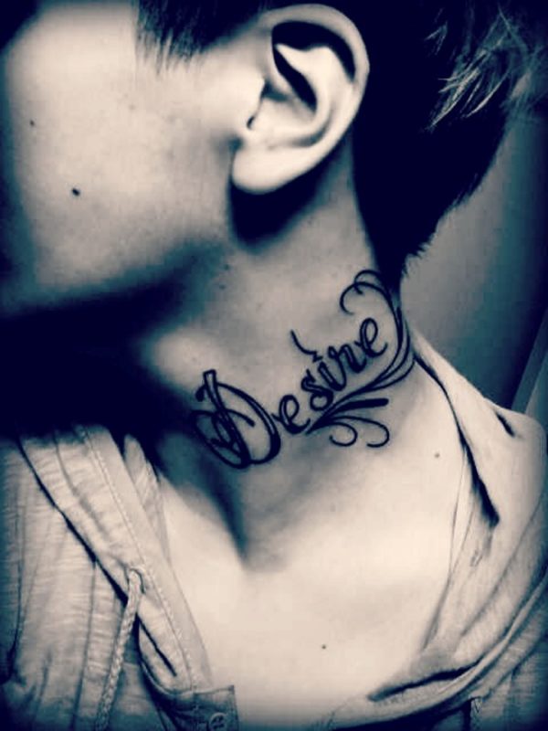 Desire Letter Neck Tattoo