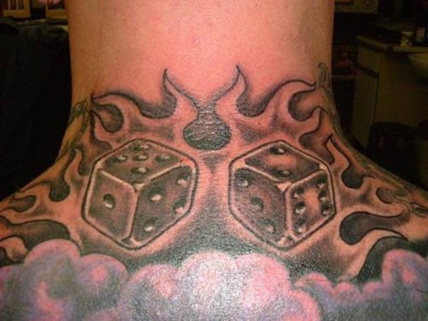 Dice Tattoo On Neck