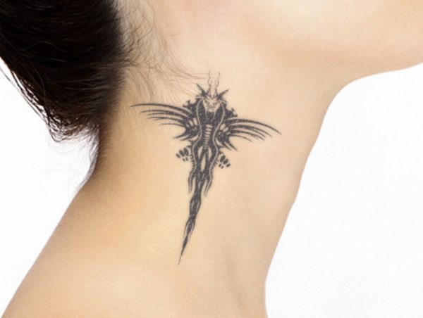 Dragon Fly Neck Tattoo