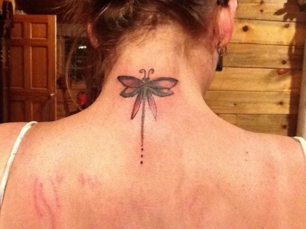 Dragonfly Tattoo On Neck