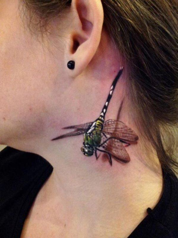 Dragonfly Tattoo On Neck