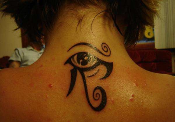 Egyptian Eye Tattoo On Neck