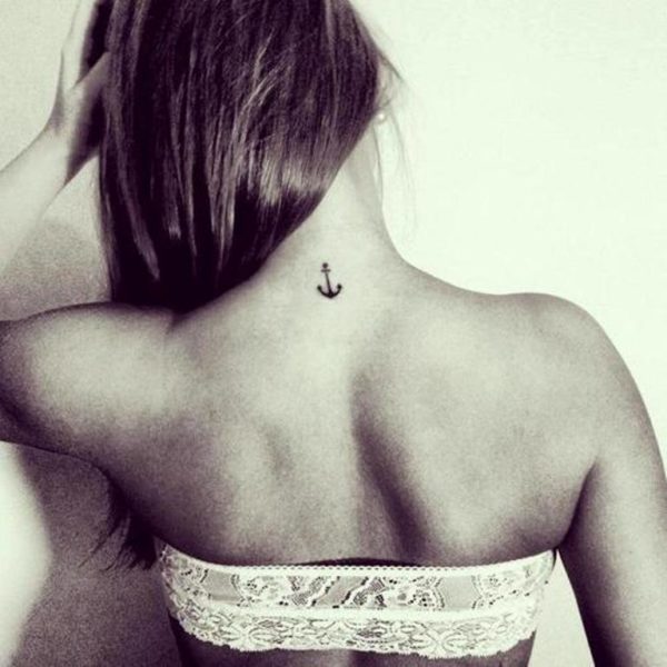 Elegant Anchor Tattoo On Neck