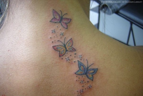 Elegant Butterflies Tattoo On Neck