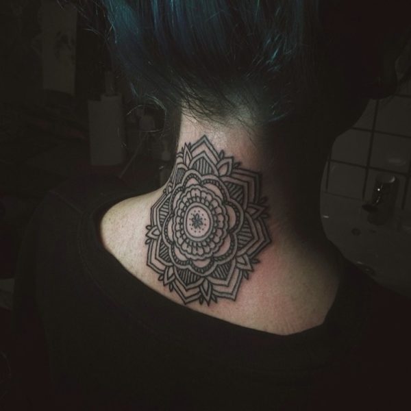 Elegant Mandala Neck Tattoo