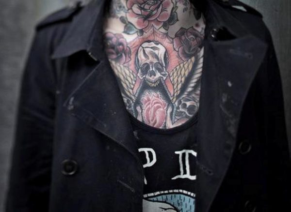 Elegant Neck Tattoo Skull