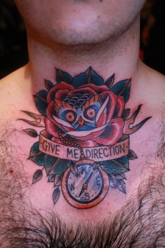 Elegant Owl Neck Tattoo Fro Men