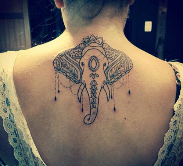 Elephant Lace Tattoo On Neck