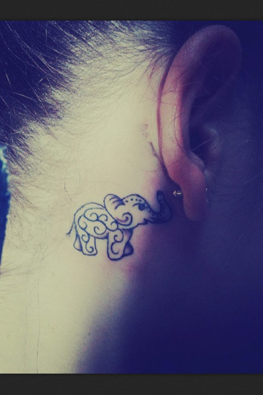 Elephant Tattoo On Neck