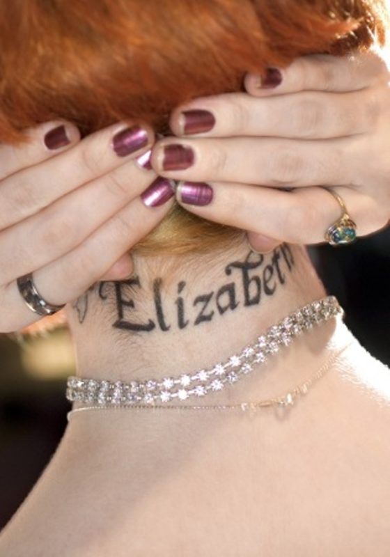 Elizabeth Tattoo On Neck