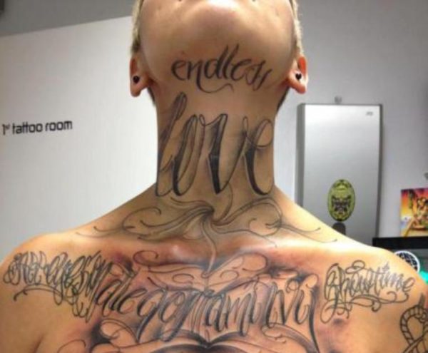 Endless Love Letter Tattoo On Neck