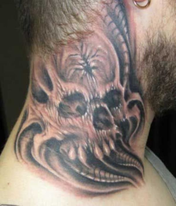 Evil Crab Tattoo On Neck