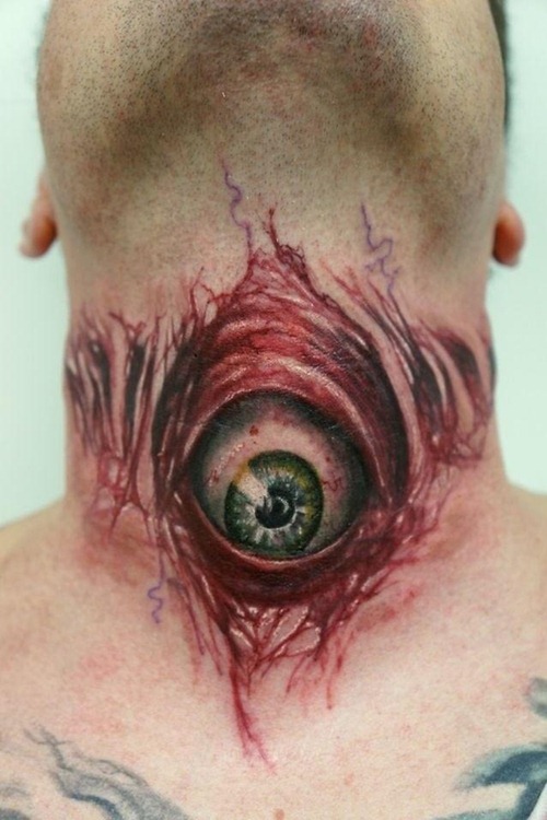 Evil Eye Tattoo On Neck 