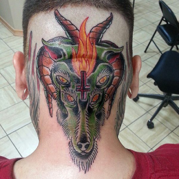 Evil Neck Tattoo