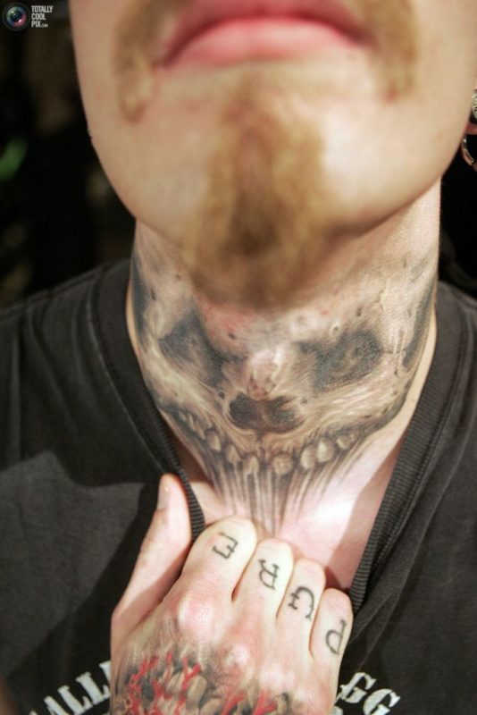 Evil Skull Neck Tattoo