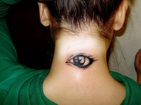 Eye Neck Tattoo For Women