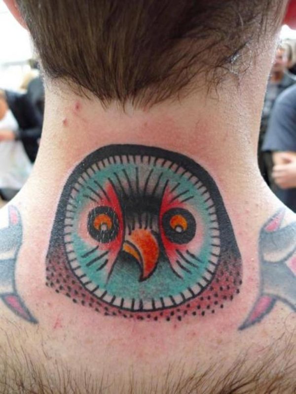 Fabulous Owl Neck Tattoo