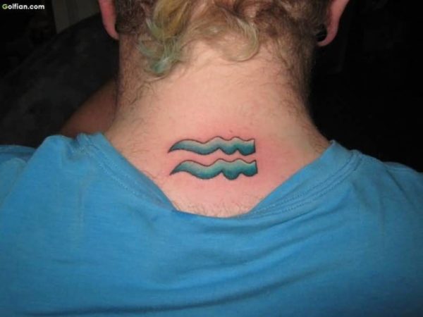 Fantastic Aquarius Tattoo On Back Neck