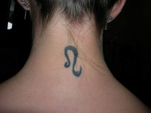 Fantastic Leo Symbol Neck Tattoo