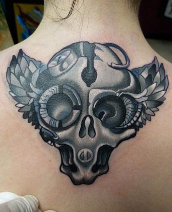 Fantastic Skull Tattoo On Neck
