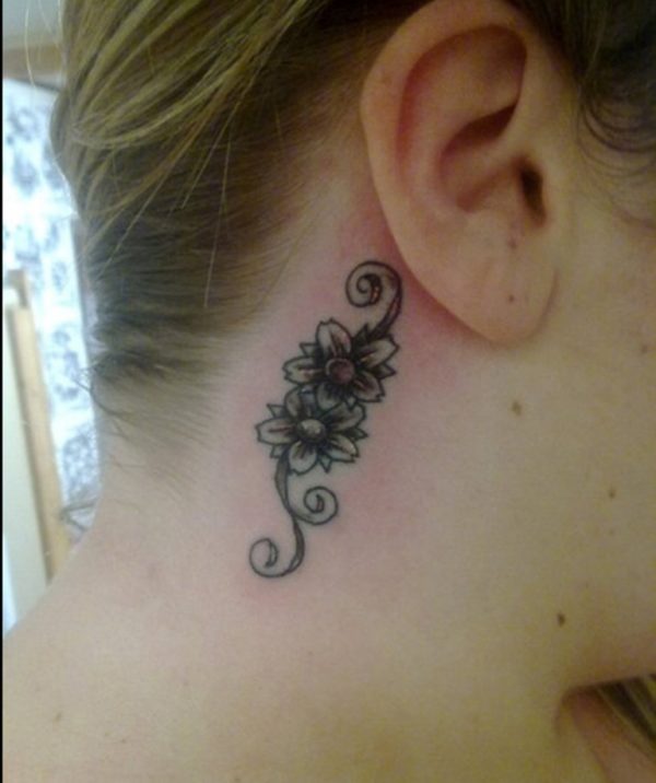 Flower Design Tattoo On Neck