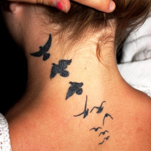 Flying Birds Neck Tattoo Design