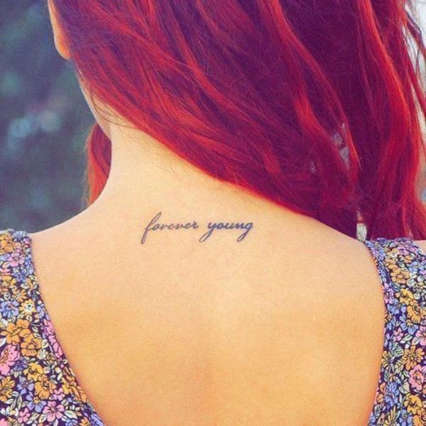Forever Young Tattoo On Neck