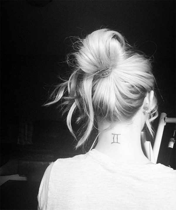 Gemini Neck Tattoo On Back