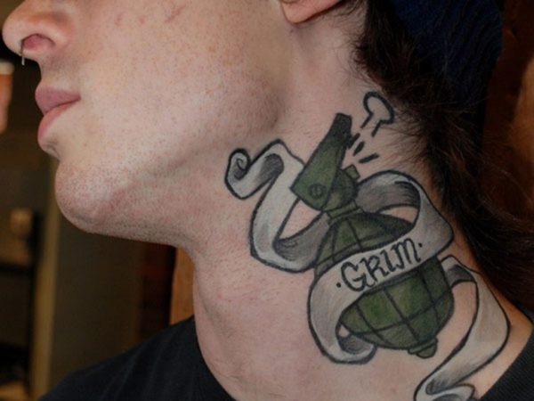 Globe Tattoo On Neck