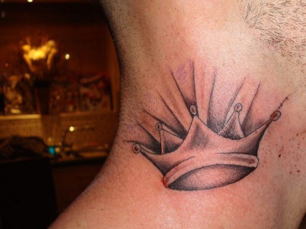 Grey Crown Neck Tattoo Design