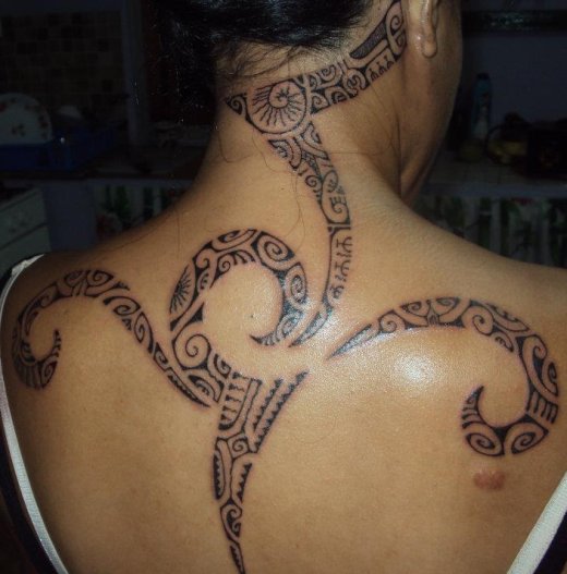 Hawaiian Tribal Neck Tattoo Design