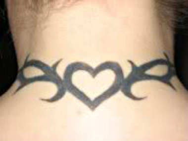 Heart Tribal Neck Tattoo