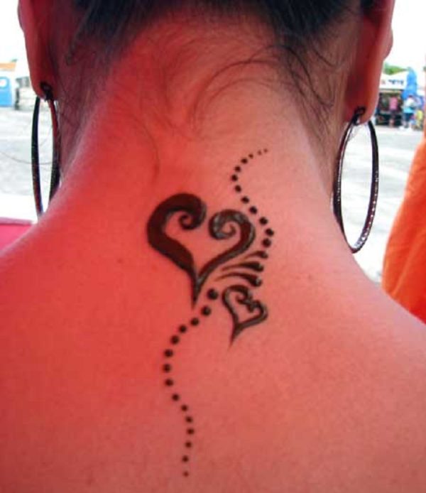 Henna Heart Tattoo On Neck