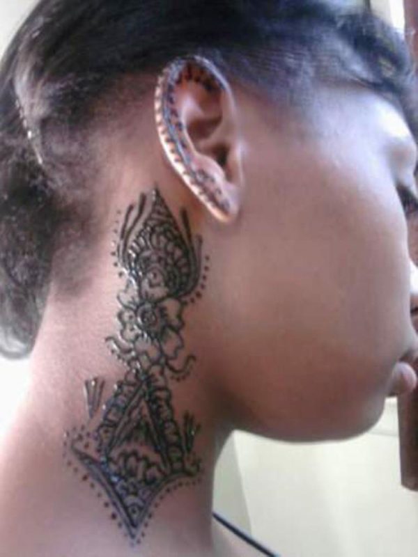 Henna Neck Tattoo