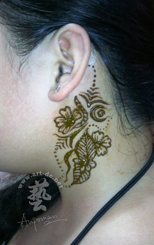 Henna Tattoo Design On Neck
