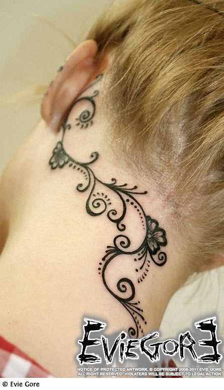Henna Tattoo From Ear To Neck