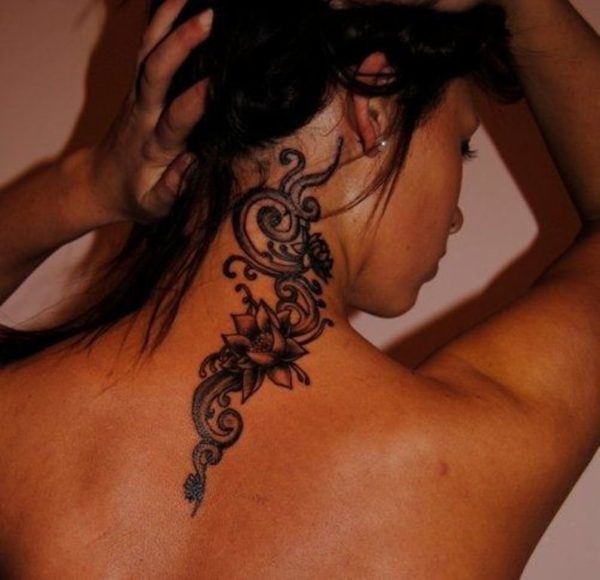 Henna Tattoo On Neck For Women