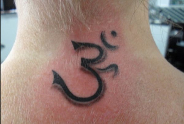 Hindi Om Tattoo On Neck