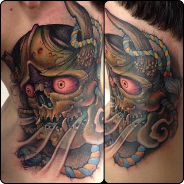 Horror Dragon Tattoo On Neck