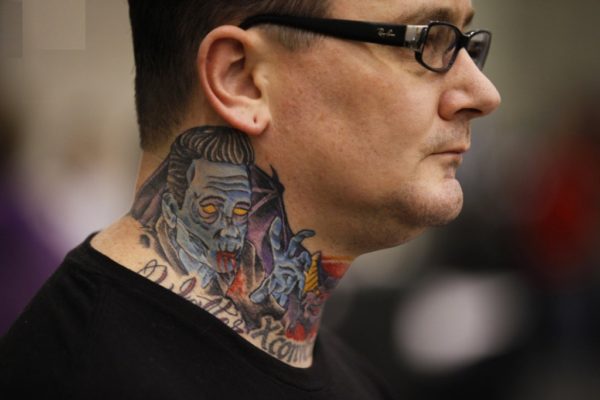 Horror Man Tattoo On Neck