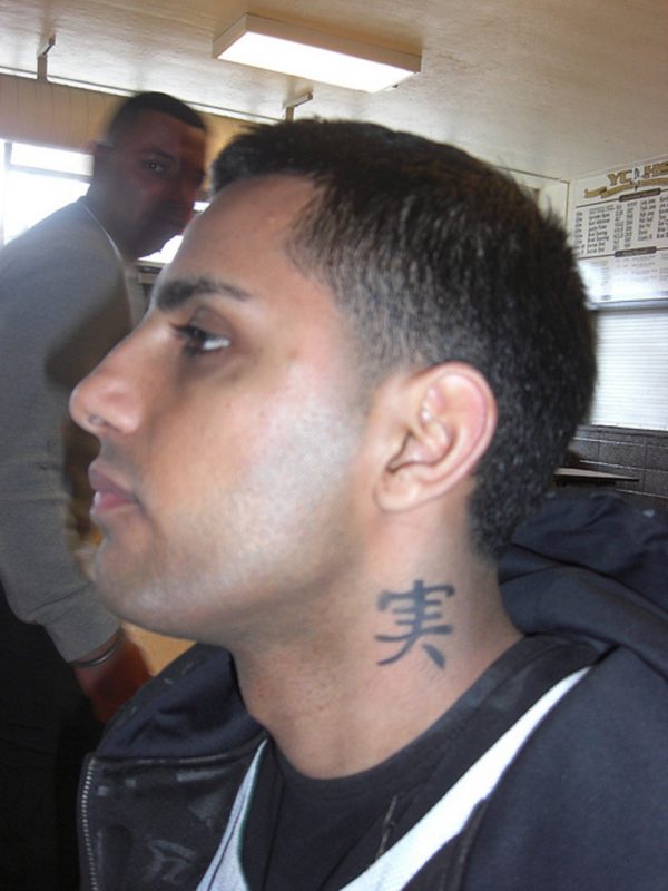 Impressive Kanji Neck Tattoo