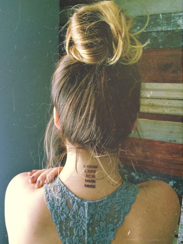 Impresive Roman Neck Tattoo