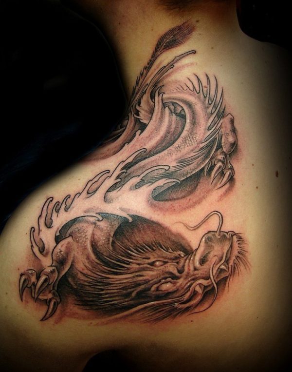 Impressive Dragon Neck Tattoo Design
