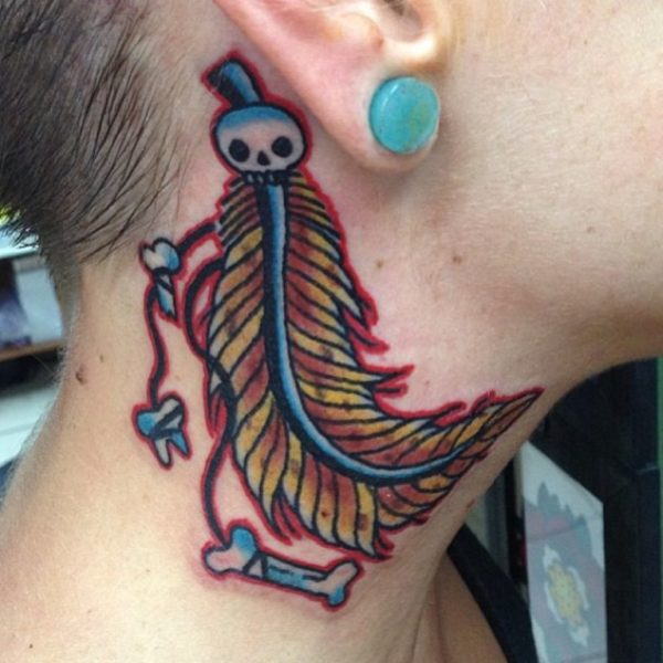 Impressive Skull Tattoo On Neck