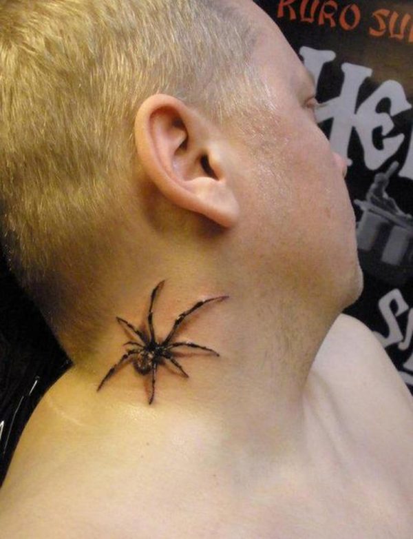 Impressive Spider Neck Tattoo
