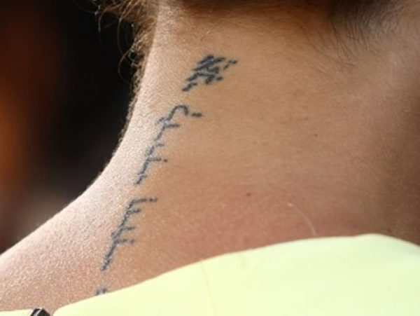 Impressive Victoria Beckham Tattoo On Neck