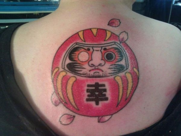 Japanese Dharma Doll Neck Tattoo