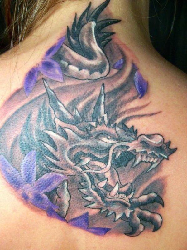 Japanese Dragon Neck Tattoo