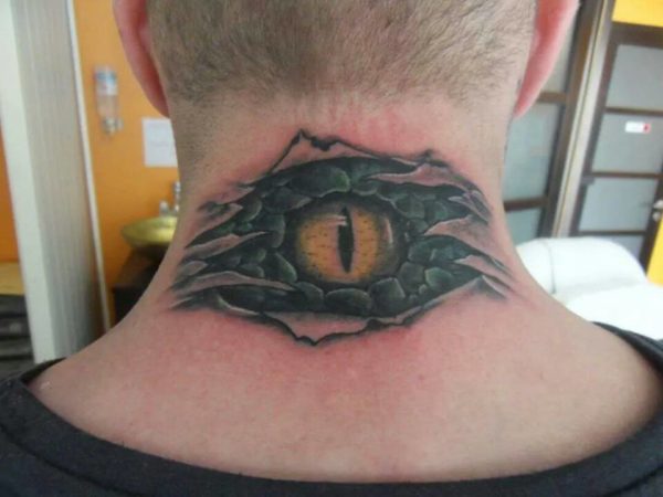 Japanese Eye Neck Tattoo