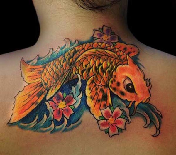 Japanese Fish Tattoo On Neck